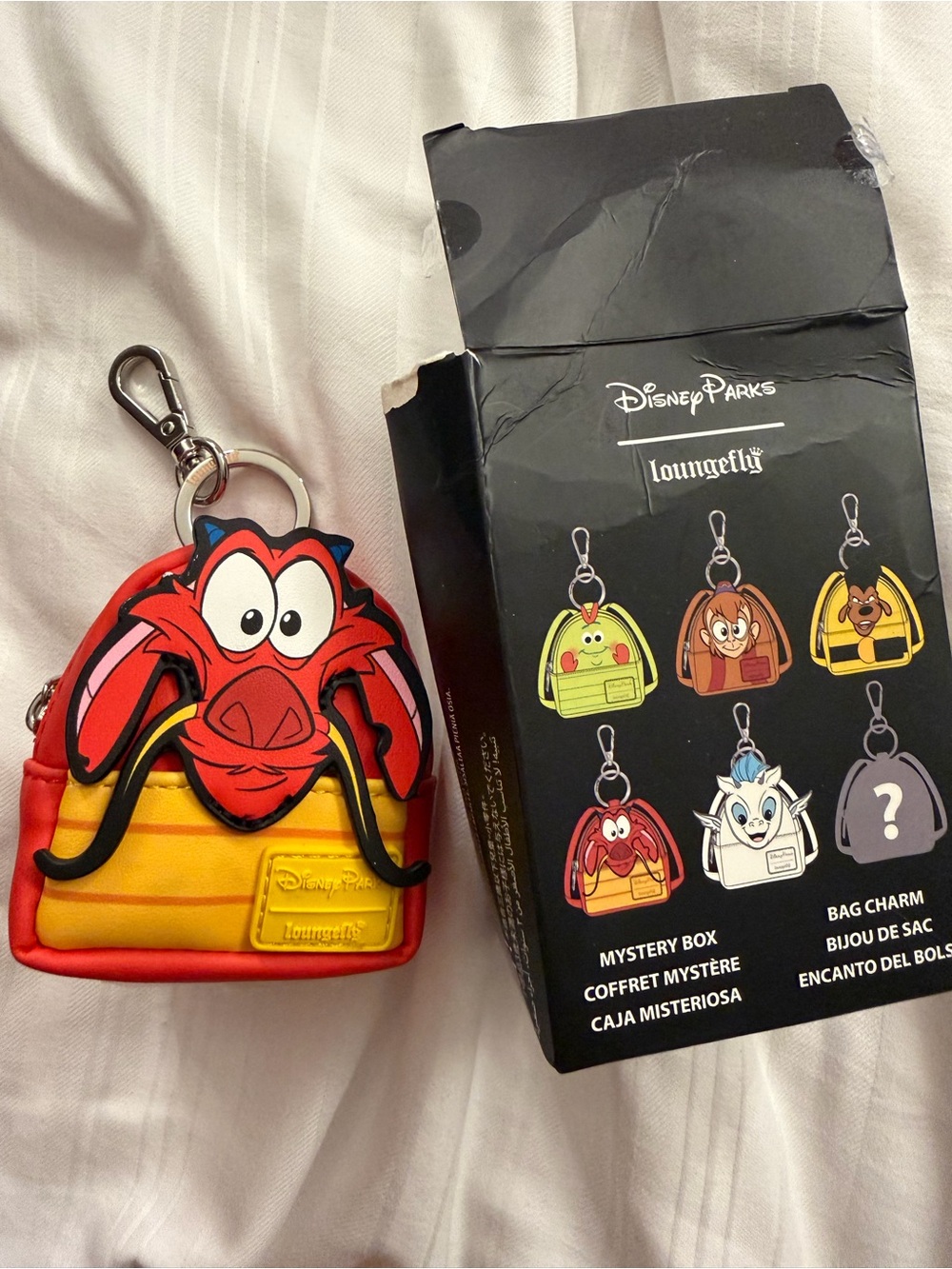 Loungefly Red & Yellow Mushu Bag Charm Keyring